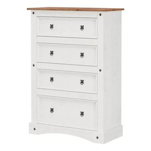 Cômoda Branco 4 Gavetas Madeira Maciça:branco