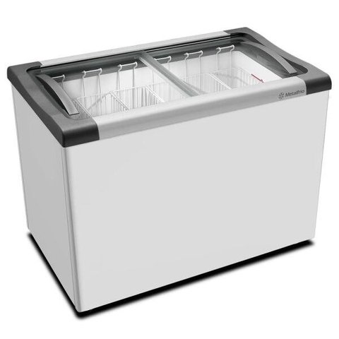Kit - Freezer Horizontal Tampa de Vidro 284L Nf30 - Metalfrio 220V + 6 Cestos Nextgen Branco
