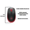 Mouse Padrão Sem Fio Receptor USB Logitech Preto/Vermelho - 2