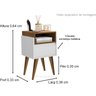 Mesa de Cabeceira Pés Palito Evora Branco / Nature - Comprar Moveis em Casa - 2