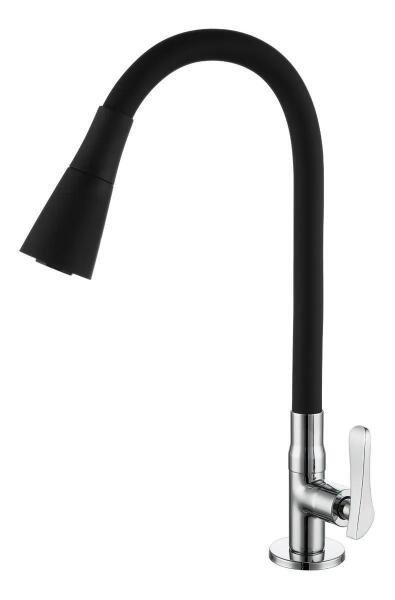 Torneira Gourmet Cozinha Mesa 2 Jatos Flexível Cone Preta - 1