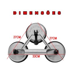 Ventosa Sucçao Tripla 150kg Ceramica Vidro Espelho Ferro Marmore Transporte Resistente Seguro Alavan - 3