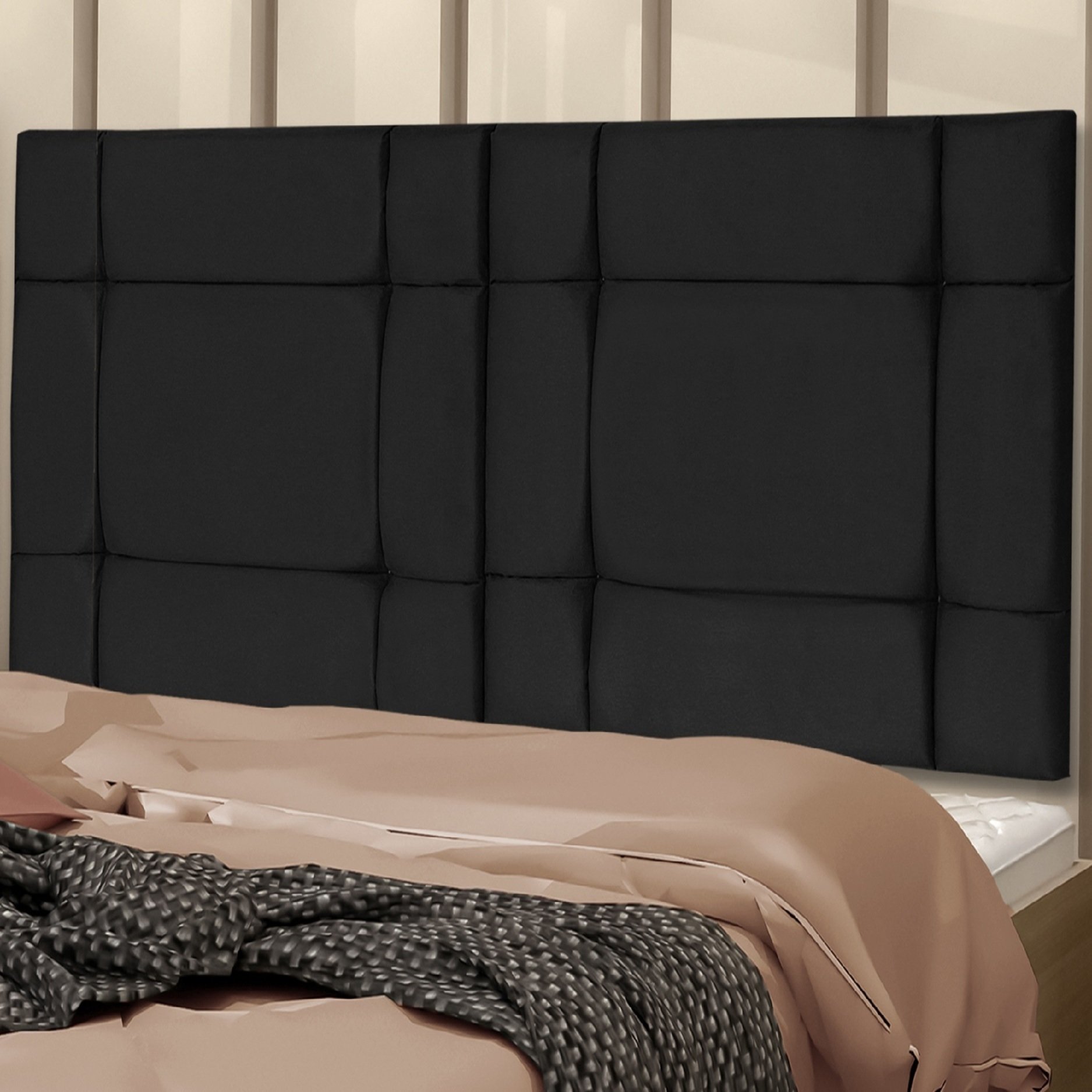 Cabeceira de Cama Box Casal Queen 160cm Estofada Ellegancy Preto