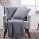 Ver imagem 1 de Manta Decorativa para Sofá Boho Favo de Mel Cinza