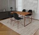 Ver imagem 1 de Mesa Industrial Base Ferro Cobre Tampo 137x90 Canela 4 Cadeiras Eames Ferro Cobre Assento Preto