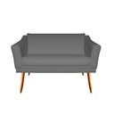 Ver imagem 1 de Namoradeira Decorativa Agatha Suede Cinza 2 Lugares Pés Madeira Mz Decor