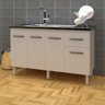 Balcão Cozinha Armário Gabinete para Pia de 140 cm Camile 4 portas e 1 Gaveta Branco Frente Branca - 2