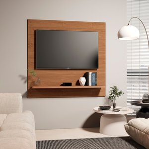 Painel Dubai Tv 32 Polegadas Pequeno Quarto Suspenso Sala Rack Cor Freijó