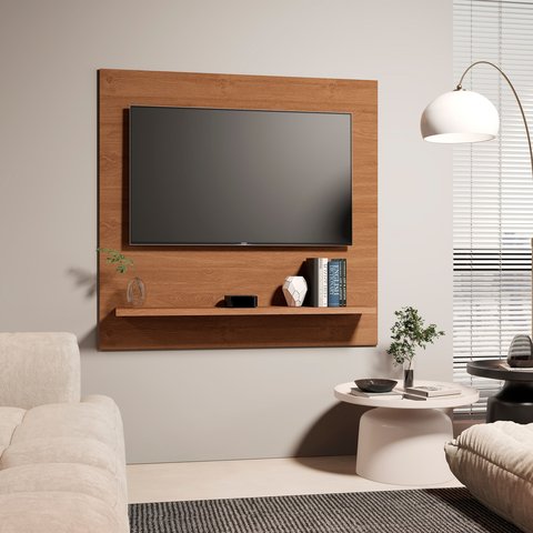 Painel Dubai Tv 32 Polegadas Pequeno Quarto Suspenso Sala Rack Cor Freijó