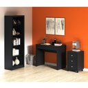 Ver imagem 1 de Kit para Escritório com Mesa Estante 5 Nichos e Gaveteiro Pr Cor:preto