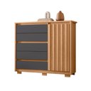 Ver imagem 1 de Cômoda Sapateira Quarto Duetto 05 Gavetas e 1 Porta Ripada Freijo/titanium