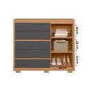 Ver imagem 3 de Cômoda Sapateira Quarto Duetto 05 Gavetas e 1 Porta Ripada Freijo/titanium
