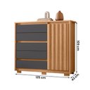 Ver imagem 4 de Cômoda Sapateira Quarto Duetto 05 Gavetas e 1 Porta Ripada Freijo/titanium