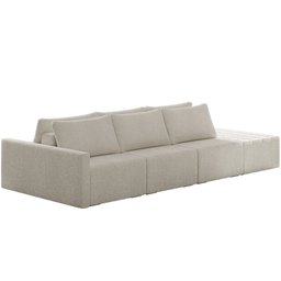 Sofá Ilha Modular para Sala 342cm com Puff Dublin K01 Bouclê Bege - Lyam Decor - 1 Sofá Ilha Modular para Sala 342cm com Puff Dublin K01 Bouclê Bege - Lyam Decor - 1