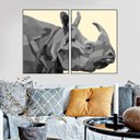 Ver imagem 1 de Quadro Canvas Decorativo para Sala Rinoceronte Geométrico 90x60