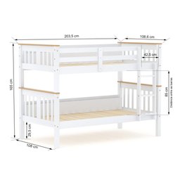 Beliche Solteiro Import com Porta Livros Madeira Maciça Branco/mel Housin - 3
