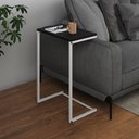 Ver imagem 1 de Mesa Lateral de Apoio Industrial Sofá Charmme Ferro Branco e Tampo Preto