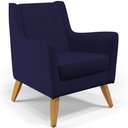 Ver imagem 3 de Kit 02 Poltronas Decorativas com Pés de Madeira Taroba D02 Veludo Azul Marinho B-304 - Lyam Decor