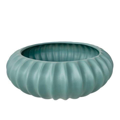 Vaso Centro de Mesa Bacia Ikebana Turquesa Médio Luxo