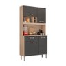 Armário Para Cozinha Pequena 4 Portas 1 Gaveta 91 cm Avena Grafite Shaera Shop Jm - 2