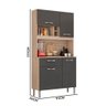 Armário Para Cozinha Pequena 4 Portas 1 Gaveta 91 cm Avena Grafite Shaera Shop Jm - 4