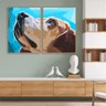 Quadro Canvas Decorativo para Sala 2 Telas Cachorro Geométrico 1,20x90 - 1