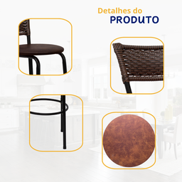Banqueta para Cozinha Banco Alto Junco Argila Balcão Ilha Bancada Bares Piscina Área Gourmet - 4
