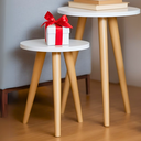 Ver imagem 5 de Jogo Dupla de Mesinhas Cabeceira Quarto Bebê Casal Apoio Pé Palito Tripé Organiza Decora Casa Festas