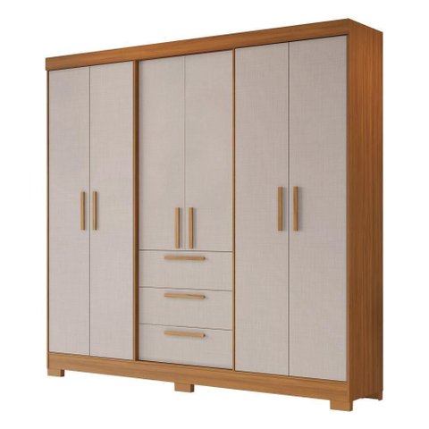 Guarda Roupa Casal 6 Portas 3 Gavetas Freijó-off White Nt6030 Notável Móveis Freijó-off White