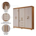 Ver imagem 4 de Guarda Roupa Casal 6 Portas 3 Gavetas Freijó-off White Nt6030 Notável Móveis Freijó-off White