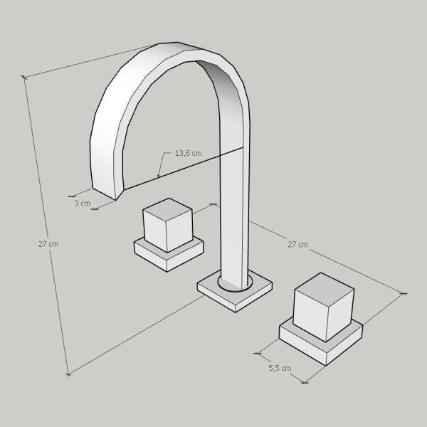 Torneira Misturador Mesa para Banheiro Lavatório Preto Luxo - 7