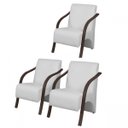 Ver imagem 1 de Kit 3 Poltronas Decorativas Vênus 1 Lugar Braço Pé Madeira D Salla Tecido Sintético (Courino) Branco