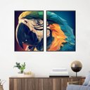 Ver imagem 1 de Quadro Canvas Decorativo para Sala 2 Telas Arara Geométrica 60x40