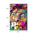 Ver imagem 2 de Quadro Canvas Decorativo para Sala 3 Telas Leão Colorido 55x1,10