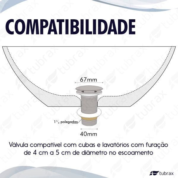 Válvula Click Ralo Inteligente Clic Metal 4 cm Banheiro/Lavabo Rose Gold Tubrax - 3