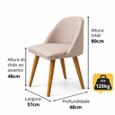 Ver imagem 6 de Kit 2 Cadeiras Recepção Linho Bege Courino Madeira Moderna
