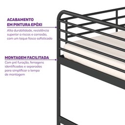 Cama Alta com Escrivaninha Multifuncional em Ferro Aço Carbono Tubular Teko Casatema - 7
