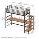 Ver imagem 3 de Cama Alta com Escrivaninha Multifuncional em Aço Carbono Tubular Teko Casatema MadeiraOriginals