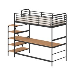 Cama Alta com Escrivaninha Multifuncional em Ferro Aço Carbono Tubular Teko Casatema - 11