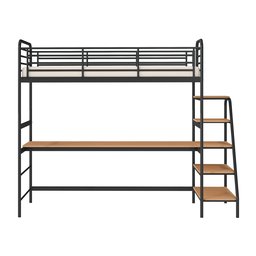 Cama Alta com Escrivaninha Multifuncional em Ferro Aço Carbono Tubular Teko Casatema - 4