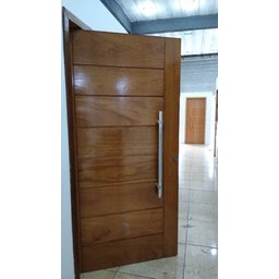 Porta Pivotante De Madeira Maciça  Angelim 214x118 C/Puxador e Fechadura - 2