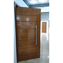 Porta Pivotante De Madeira Maciça Angelim 214x118 C/Puxador e Fechadura - 2 Porta Pivotante De Madeira Maciça Angelim 214x118 C/Puxador e Fechadura - 2