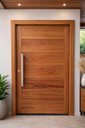 Ver imagem 1 de Porta Pivotante de Madeira Maciça  Angelim 214x118 c/Puxador e Fechadura