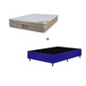 Base Box Casal 138 Tecido Sintético Azul com Colchão Ortobom Airtech Spring Pocket D26 Bege - 1