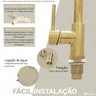 Torneira Cozinha Gourmet Monocomando 50 cm Cromado Dourado modelo TAC0013 Tubrax - 6