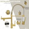 Torneira Cozinha Gourmet Monocomando 50 cm Cromado Dourado modelo TAC0013 Tubrax - 3