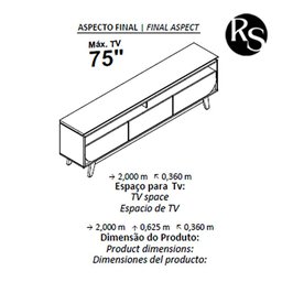 Rack para Sala de Tv até 75" Polegadas Design Moderno e Elegante:cumaru - 7