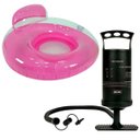 Ver imagem 1 de Kit Boia Poltrona Inflável Rosa + Inflador Bomba de Ar Manual
