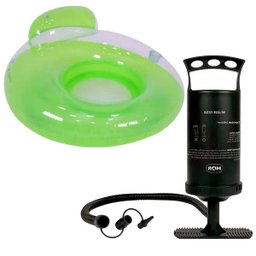 Kit Boia Poltrona Inflável Verde + Inflador Bomba de Ar Manual - 1