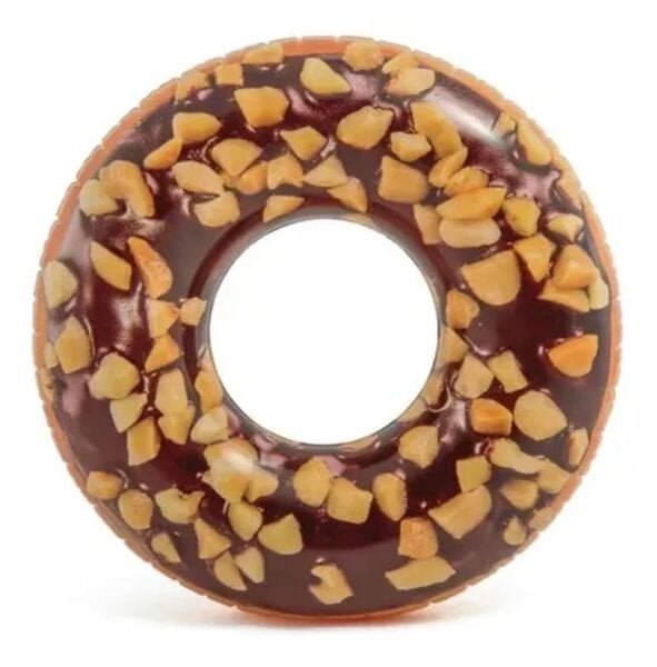Kit Boia Inflável Donut Chocolate + Inflador Bomba de Ar Manual - 2